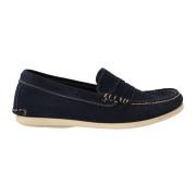 Pollini Bl Suede Mokassiner fr Mn Blue, Herr