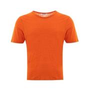 Gran Sasso Elegant Linne T-shirt i Ljus Orange Orange, Herr