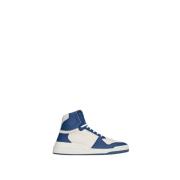 Saint Laurent Premium Läder Mid-Top Sneakers Blue, Herr