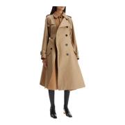 Sacai Hybrid Trench Coat i Gabardin Beige, Dam