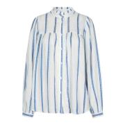 Lollys Laundry Elegant Blue Stripe Skjortblus White, Dam