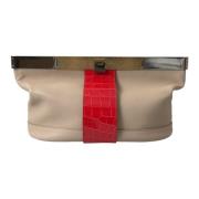 Balenciaga Exotiskt Lder Bicolor Clutch Beige, Dam