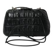 Balenciaga Elegant Krokodillläder Kvällsclutch Black, Dam