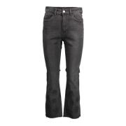 Desigual Broderade Denim Jeans med Kontrastdetaljer Black, Dam