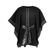 Desigual Elegant Poncho med Rund Halsringning Black, Dam