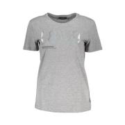 Guess Snygg Grått Logotyp T-shirt Med Vid Hals Gray, Dam