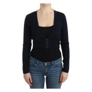 Roberto Cavalli Elegant svart, croppad cardigan i ull Black, Dam