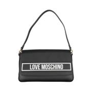 Love Moschino Svart Axelväska med Logotyptryck Black, Dam