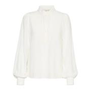 Kaffe Feminin Blus med Puffärmar White, Dam