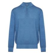 Paul & Shark Ull Half-Zip Stickat Blue, Herr