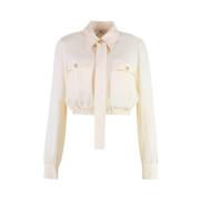 Elisabetta Franchi Cropped Skjorta Beige, Dam