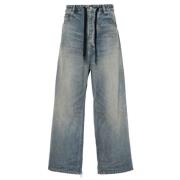 Balenciaga Wide-Leg Indigo Blue Denim Jeans Blue, Herr