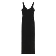 Blumarine Svart Ribbad Klänning Black, Dam