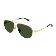 Bottega Veneta Guld Grön Aviator Solglasögon Yellow, Unisex