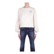 Pinko Logo Front Sweater White, Dam