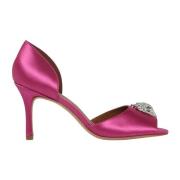 Kurt Geiger Fuchsia Läder Sandal med Juvel Detalj Pink, Dam