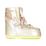 Moon Boot Guld Logo PVC Snö Gummi Boot Beige, Dam