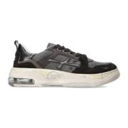 Premiata Vintage Mocka Läder Sneaker Svart Grå Black, Herr