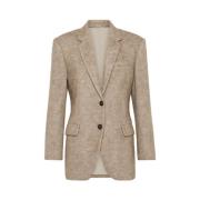 Brunello Cucinelli Monili Kedja Detalj Blazer Brown, Dam