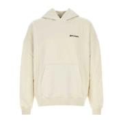 Palm Angels Oversize Ivory Cotton Sweatshirt White, Herr