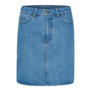 Saint Tropez Kort Denimkjol Medium Blå Blue, Dam