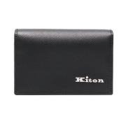 Kiton Svart Läder Texturerad Väska Black, Herr