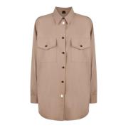 Pinko Beige Skjorta med Gyllene Knappar Beige, Dam