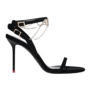 Pinko Svart Sandal med Glittrande Rem Black, Dam