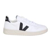 Veja Läder Sneakers Svart Vit Rund Tå White, Dam