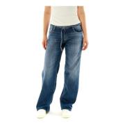 Le Temps Des Cerises Wide Leg Mid Waist Jeans Blue, Dam