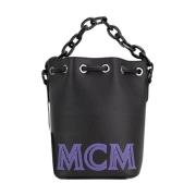 MCM Mini Chain Bucket Drawstring Axelväska Black, Dam