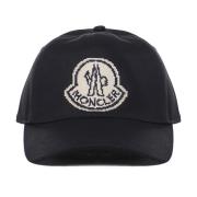 Moncler Svart Bomull Logo Patch Hatt Black, Herr