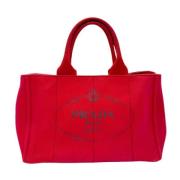 Prada Vintage Pre-owned Canvas totevskor Red, Dam