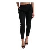 Dolce & Gabbana Lyxiga High Waist Skinny Cropped Byxor Black, Dam