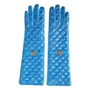 Dolce & Gabbana Quiltade Läder Mittarmhandskar Blue, Dam