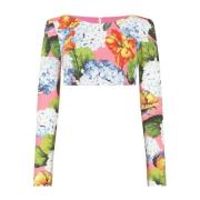 Dolce & Gabbana Blommig Crop Top med Dragkedja Multicolor, Dam