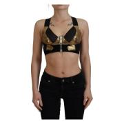 Dolce & Gabbana Chic Front Zip Crop Top Black, Dam