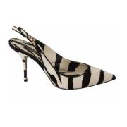 Dolce & Gabbana Zebra Print Slingback Heels Sandals Black, Dam