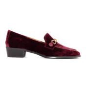 Roberto Festa Bordeaux Velvet Axel Loafer Guld-ton Red, Dam