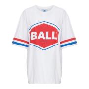 Ball Sportig Oversize Tee med Randigt Tryck White, Dam