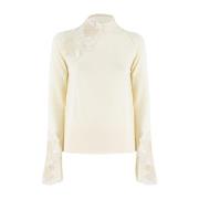 Ermanno Scervino Blommig Spets Turtleneck Tröja Beige, Dam