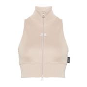 Courrèges Cropped Vest 1007 Beige, Dam