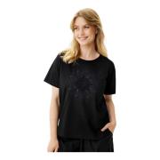 IN Front Daphny T-shirt Svart Broderat Motiv Black, Dam