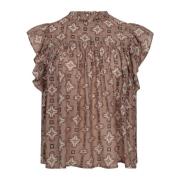 Co'Couture Egyptcc Top Bluse med Volangdetaljer Multicolor, Dam