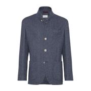 Brunello Cucinelli Navy Cashmere Wool Jackets Herringbone Blue, Herr