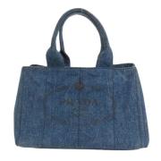 Prada Vintage Pre-owned Tyg totevskor Blue, Dam