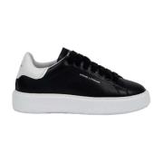 Crime London Svarta Lädersneakers med Gummisula Black, Dam