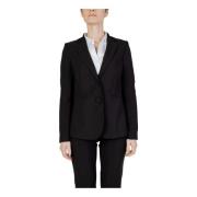 Sandro Ferrone Svart Blazer med Reverskrage Black, Dam