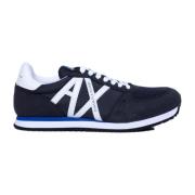 Armani Exchange Blå Print Sportiga Sneakers Herr Blue, Herr