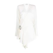 The Attico Ivory Wool Hurley Wrap Mini Klänning Beige, Dam